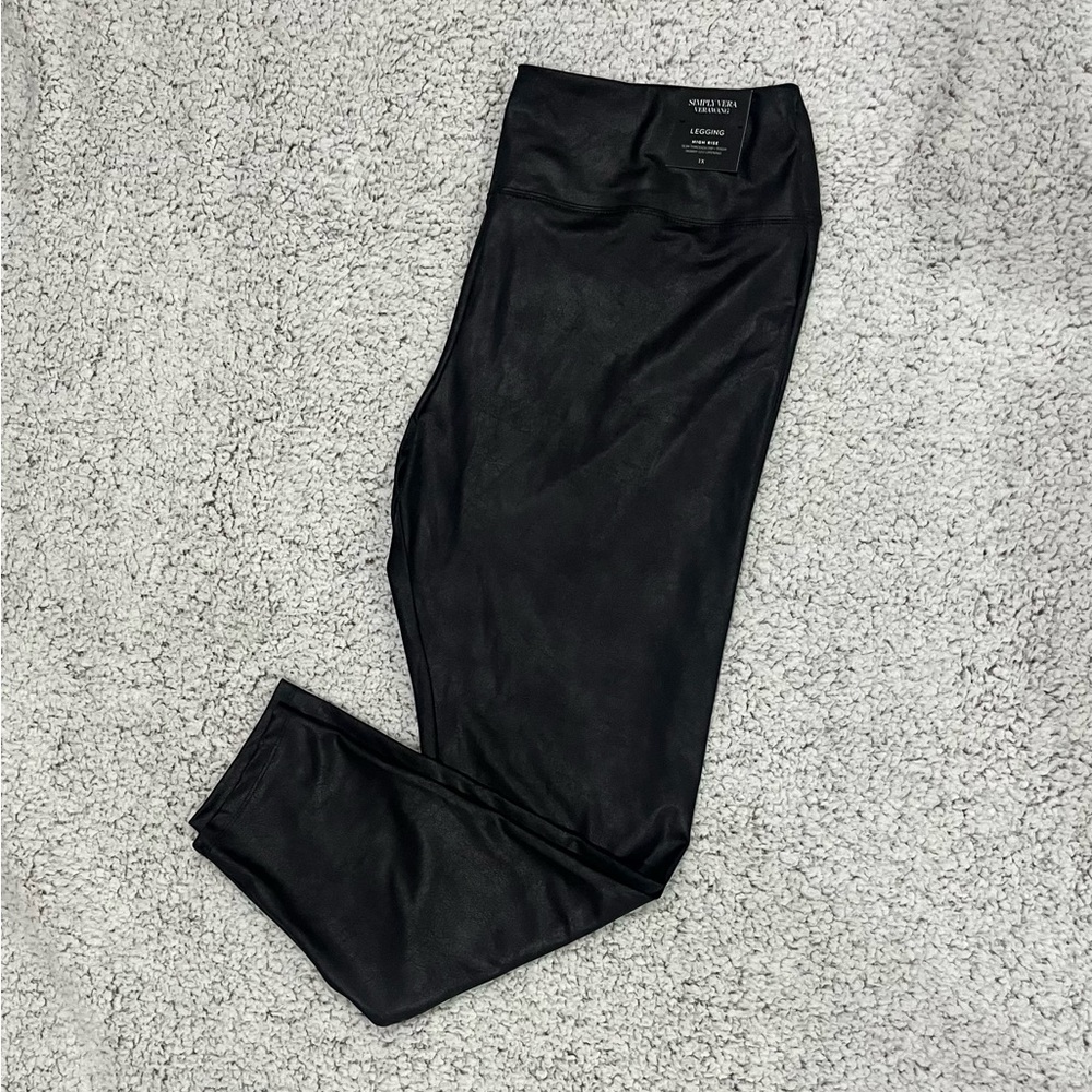 Plus Size - Simply Vera Vera Wang - Faux Leather Moto Leggings - 1X